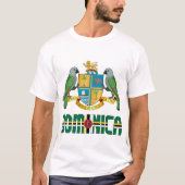 ドミニカ国旗と紋章愛国心 Tシャツ (正面)