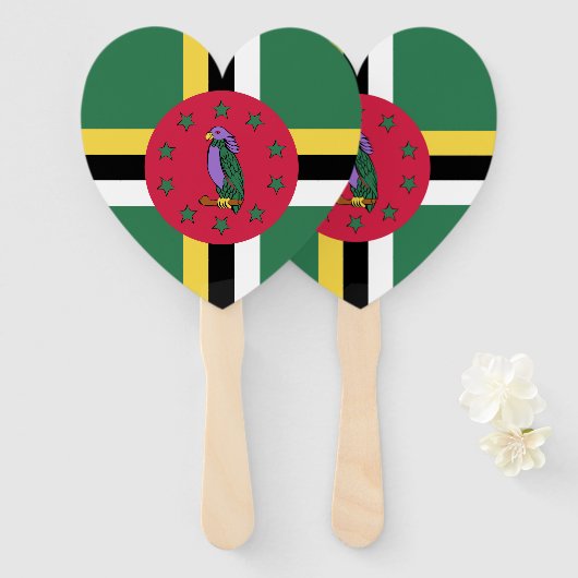 ドミニカ国旗の紋章 ハンドファン (正面&裏面)