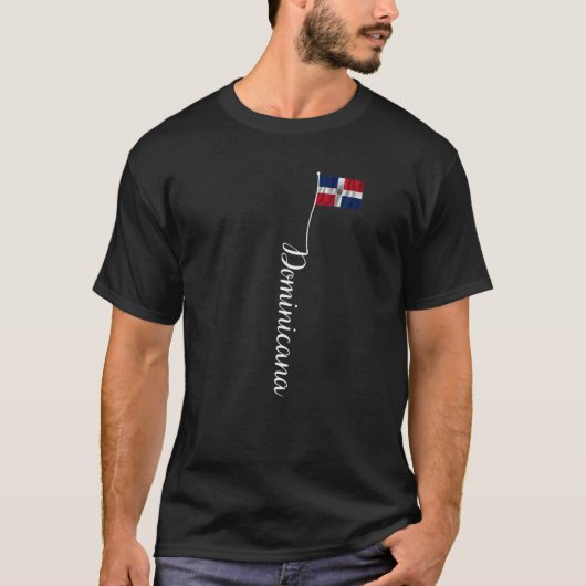 ドミニカ国旗の署名ドミニカ共和国国旗 Tシャツ (正面)