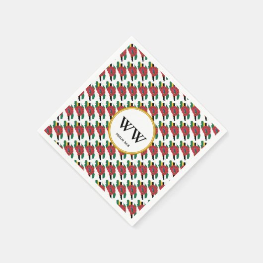 ドミニカ国旗カスタムのモノグラム聖なる書物、 経典紙 スタンダードカクテルナプキン (角)