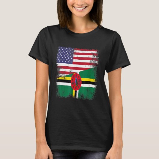 ドミニカ国旗 半分 ドミニカ共和国 ヴィンテージ アメリカ Tシャツ (正面)