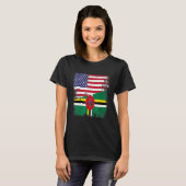 ドミニカ国旗 半分 ドミニカ共和国 ヴィンテージ アメリカ Tシャツ (正面フル)