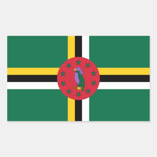 ドミニカ国旗 長方形シール (正面)