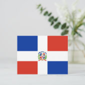 ドミニカ国高品質国旗 ポストカード (スタンド正面)