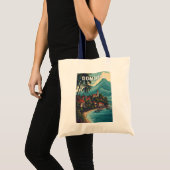 ドミニカ島 イラスト 旅行 アート ヴィンテージ トートバッグ (正面(商品))