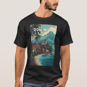 ドミニカ島 イラスト 旅行 アート ヴィンテージ Tシャツ