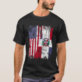 ドミニカ州半米国旗ドミニカ国旗 Tシャツ (正面)