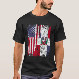 ドミニカ州半米国旗ドミニカ国旗 Tシャツ