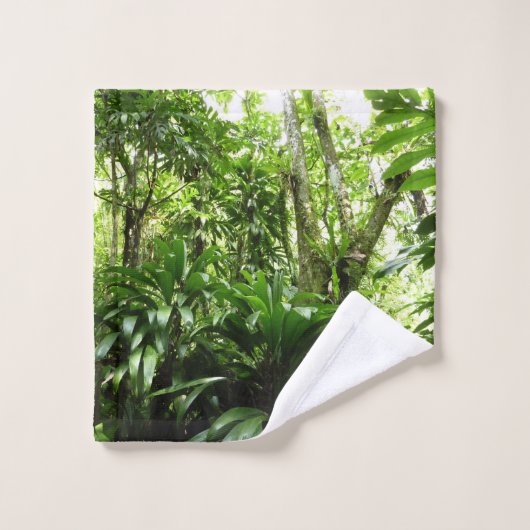 ドミニカ熱帯緑の熱帯雨林I自然 ウォッシュタオル (ウォッシュタオル)