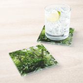 ドミニカ熱帯緑の熱帯雨林I自然 ガラスコースター (アングル)