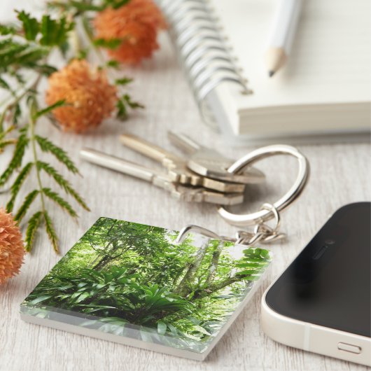 ドミニカ熱帯緑の熱帯雨林I自然 キーホルダー (正面右)