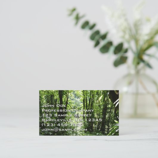 ドミニカ熱帯雨林II熱帯緑 名刺 (スタンド正面)
