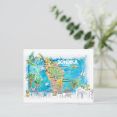 ドミニカ領アンティル図解入りの、写真付きの諸島の地図 ポストカード (スタンド正面)