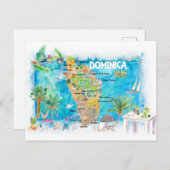 ドミニカ領アンティル図解入りの、写真付きの諸島の地図 ポストカード (正面/裏面)