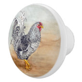 ドミニク鶏の鶏の水彩画 セラミックノブ (右)