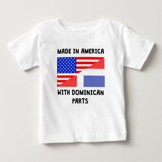 ドミニコ共和国の部品を持つアメリカ人で作られる ベビーTシャツ (正面)