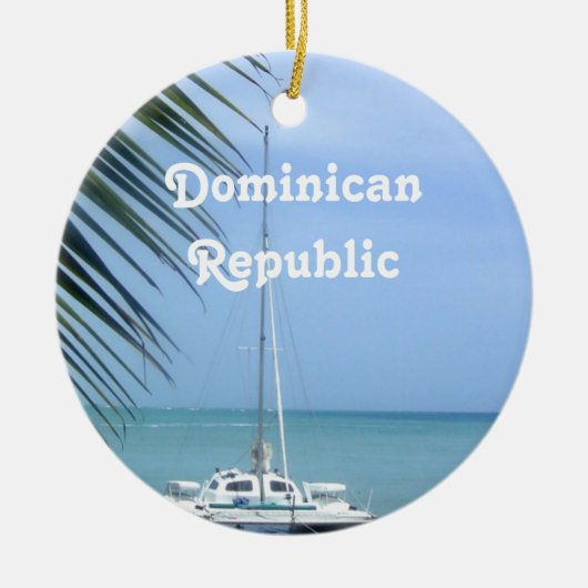 ドミニコ共和国人のビーチ セラミックオーナメント (正面)