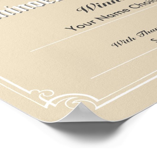 ドミノのコンペティション優勝者の証明書ポスター ポスター (角)