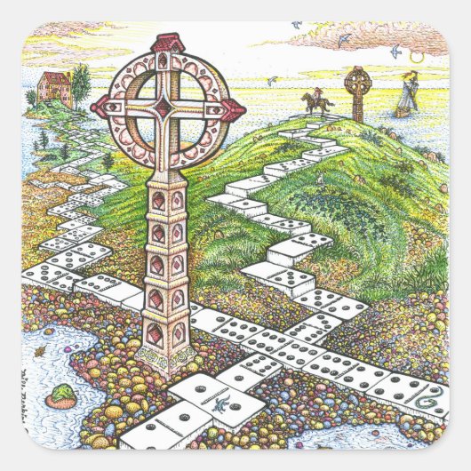 ドミノクロスステッカー スクエアシール (正面)