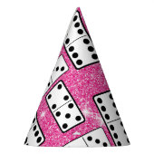 ドミノピースドミノボードゲームピンクグリッター パーティーハット (左)