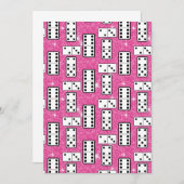 ドミノピースドミノボードゲームピンクグリッター 招待状 (正面/裏面)