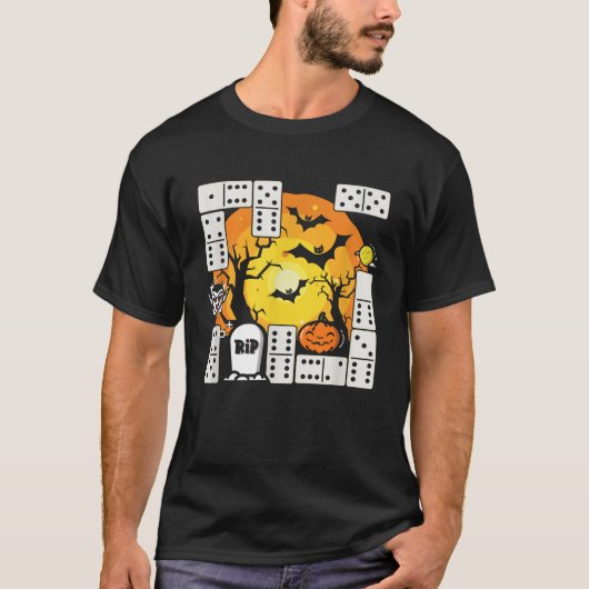 ドミノ不気味選手ドミノボードゲームハロウィン Tシャツ (正面)