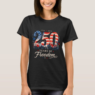 ドム1776年の250周年 愛国フラワーレディース4th tシャツ