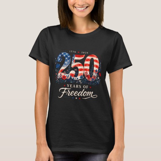 ドム1776年の250周年 愛国フラワーレディース4th tシャツ (正面)