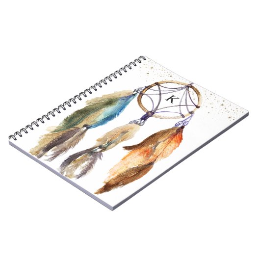 ドメエレガントイガーリームキャッチャーの羽パーソナライズされた毛 ノートブック (左側)