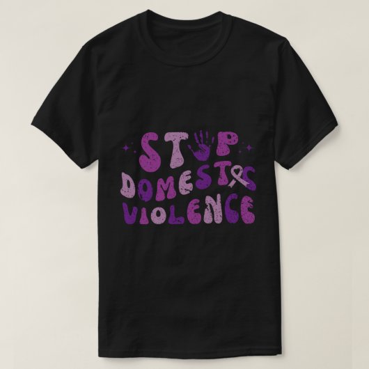 ドメスストップト暴力、家庭内暴力の月、月、月 Tシャツ (デザイン正面)