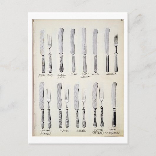 ドメスティの貿易カタログから、刃物デザイン ポストカード (正面)