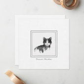 ドメスティックショートヘアスケッチイン白黒 ノートカード (正面/裏面インサイチュ)