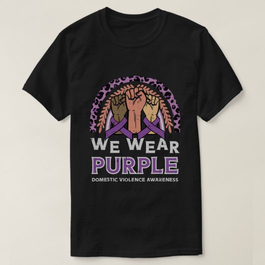 ドメスティックバイオレンス衣服パープル認識度キ Tシャツ (デザイン正面)