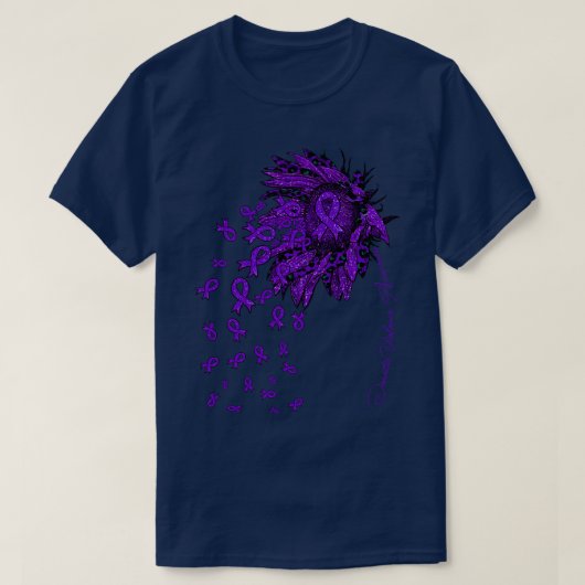ドメスティックバイオレンス認識度ひまわりリボンの花 Tシャツ (デザイン正面)