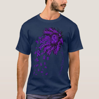 ドメスティックバイオレンス認識度ひまわりリボンの花 Tシャツ