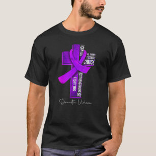 ドメスティックバイオレンス認識度パープルリボンクリスティア Tシャツ