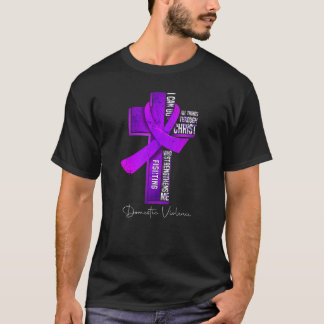 ドメスティックバイオレンス認識度パープルリボンクリスティア Tシャツ