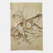 ドメニコ・カンパニョーラのバイオリンを弾くキューピッド キッチンタオル (縦)