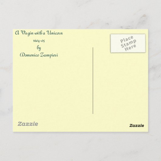 ドメニコ・ザンピエリによるユニコーンの聖母 ポストカード (裏面)