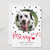 ドメリーットストライプタイポグラフィフォトホリデーカード 招待状 (正面)