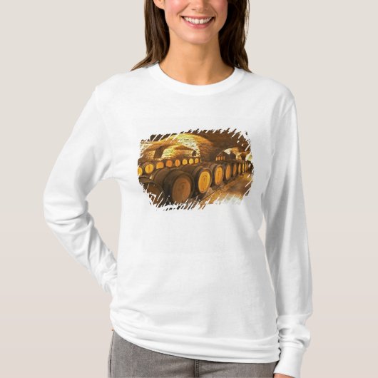 ドメーヌ・コントの地下室のオーク樽 Tシャツ (正面)