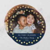 ドモダンットフレームオーナメント金ゴールドネイビー2写真 シーズンカード (正面/裏面)