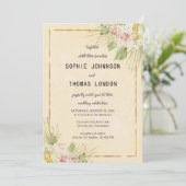 ドライなボーホー花の水彩結婚式 招待状 (スタンド正面)