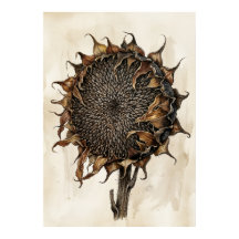 ドライひまわり植物画 | ビンテージナチュラルインテリア