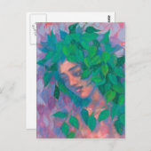 ドライアドツリースピリットグリーン葉ファンタジーアート ポストカード (正面/裏面)