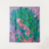 ドライアド·ツリー·スピリット·グリーン·葉ファンタジー·アート タペストリー (正面)