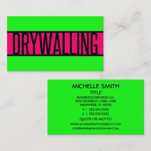 ドライウォーリングネオングリーンとホットピンク 名刺 (正面/裏面)