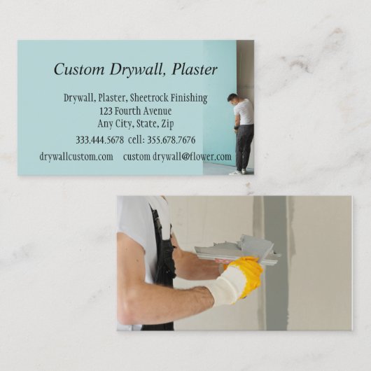 ドライウォール、プラスター、シートロック仕上げビジネスカー 名刺 (正面/裏面)