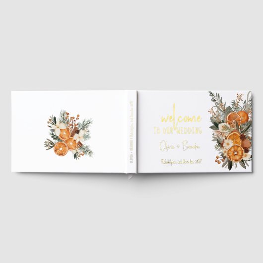 ドライエレガントオレンジ結婚ズゲストブック ゲストブック (全面)