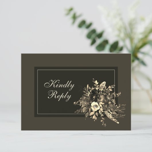 ドライエレガント素朴ドフローラダーク結婚チョコ 出欠カード (スタンド正面)